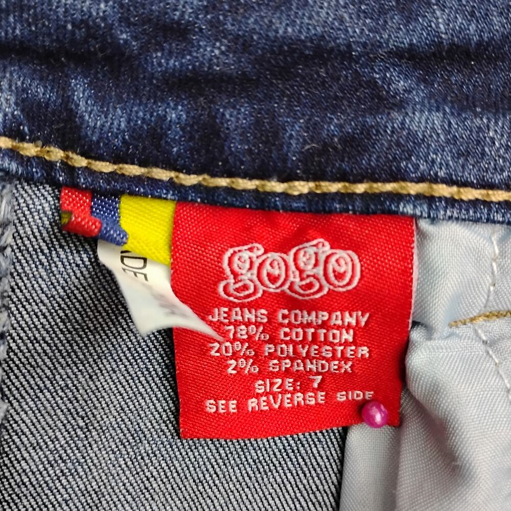 GOGO Jeans Co. Skinny Distressed Jeans Size 7 Junior Dark Blue 5 Pockets - Picture 11 of 12
